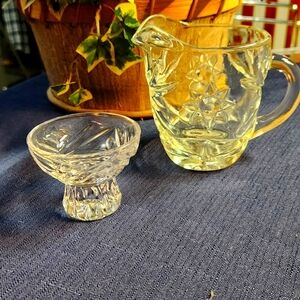 Engraved Crystal Liqueur Glass & Anchor Hocking Star David Early American Presse